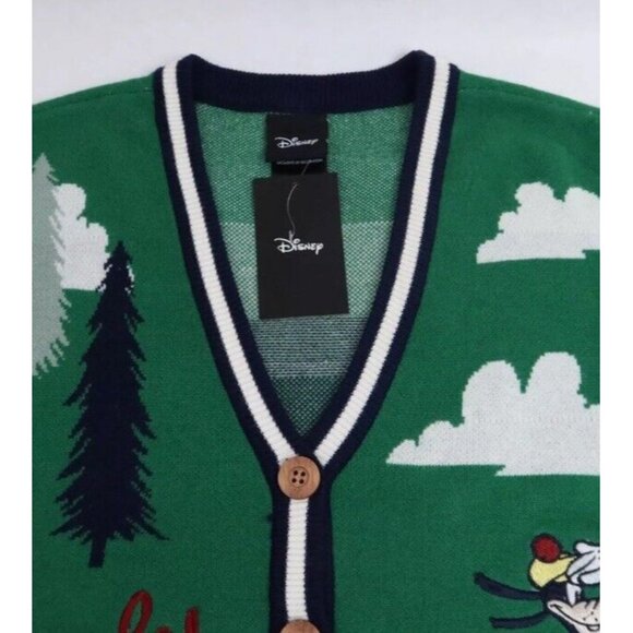Disney Goofy Golf Cardigan XL Green Knit Embroidered Sweater Sweatshirt Patch - Picture 10 of 10